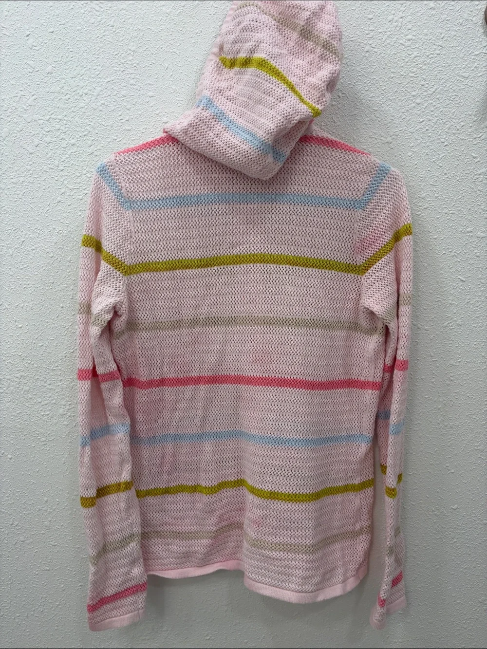 Belle by Kim Gravel Pastel Pink Striped Hooded Zip Coverup